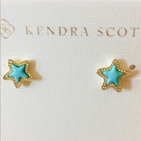 Kendra Scott Jewelry - ✨🩵Kendra Scott Jae Star Light Blue Magnesite stud Earrings Gold Plated